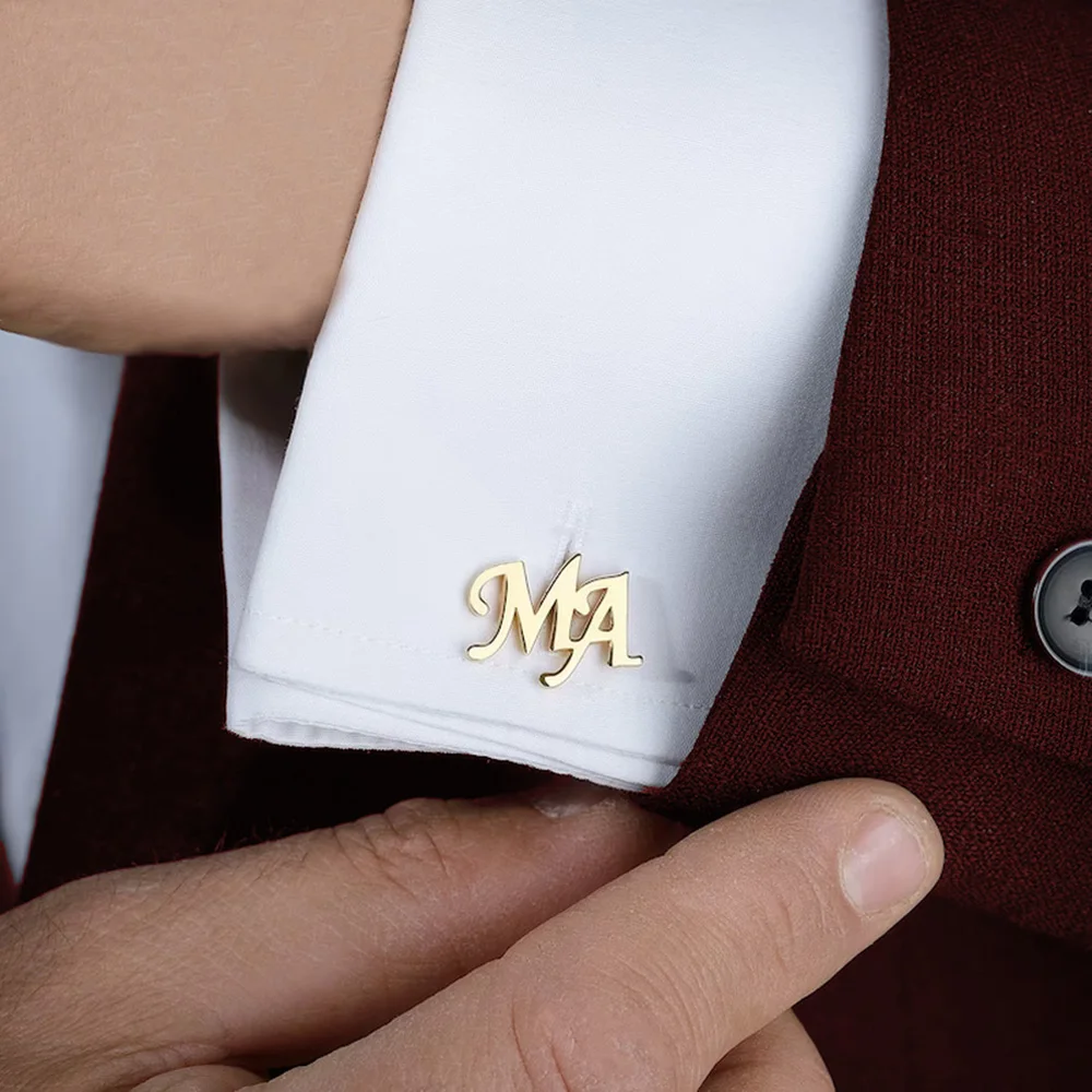 Custom Cufflinks New Personalized Custom Initials 1-3 Letter Stainless Steel Cufflink Men Suit Shirt Accessories Groomsmen Gift