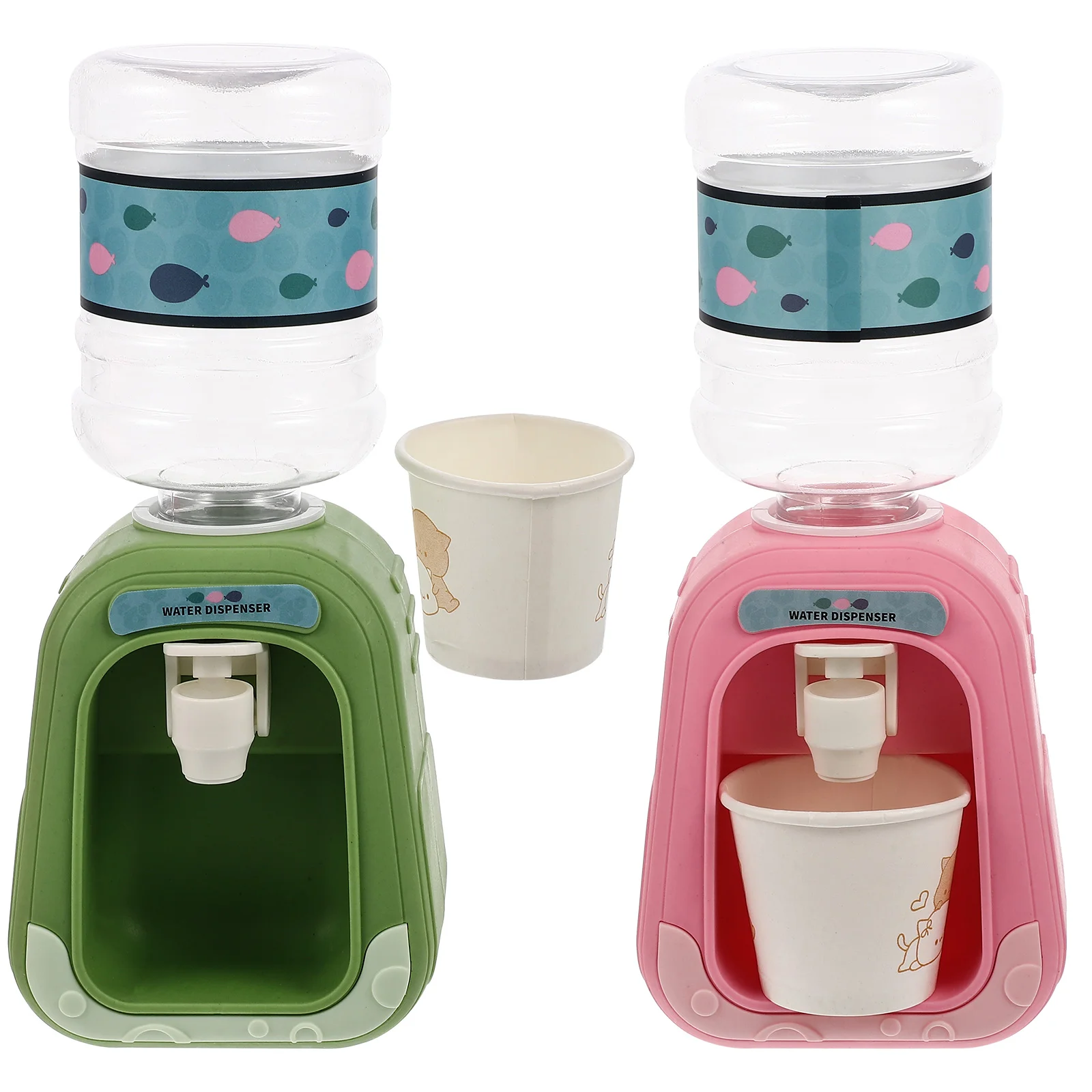 

2 Pcs Mini Water Dispenser Toy Kids Toddler Simulation Home Appliance Drinking Machine Indoor Fountain Life Scene Model Toy