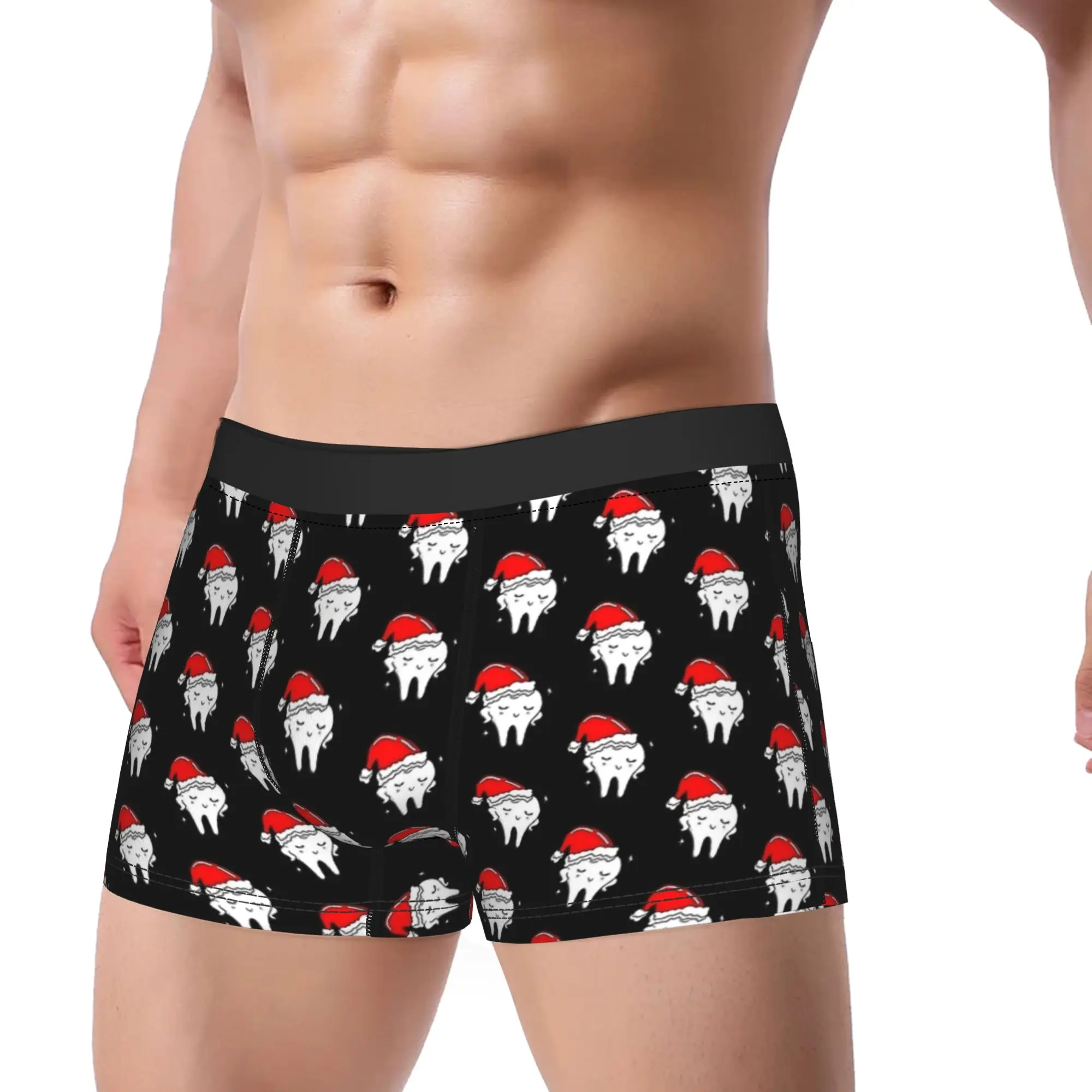 

Cute Santa Tooth Christmas Gift Underwear Men Shorts Briefs Funny Trunk Quality Customs Plus Size Underpants