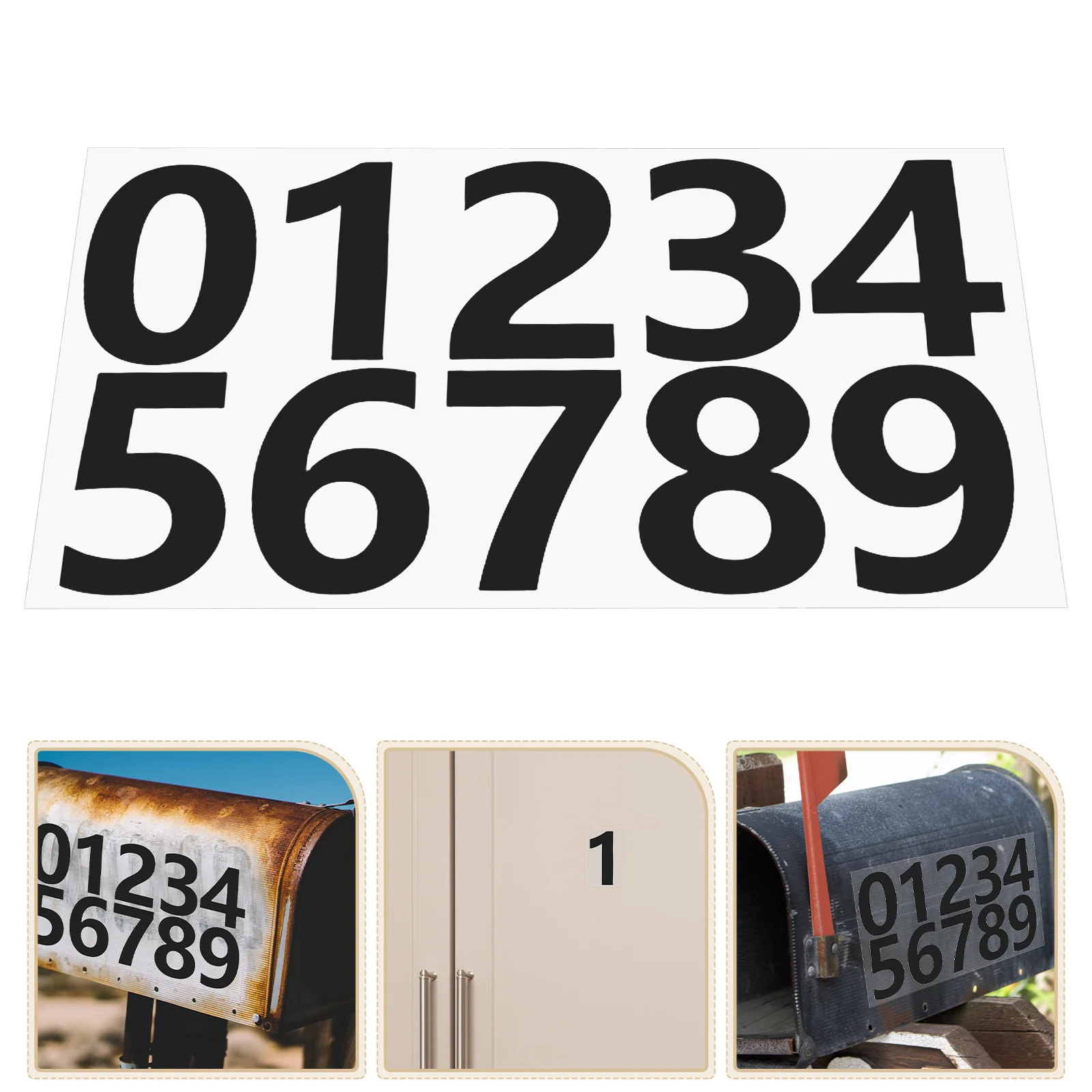 3 Sets Pet Material Number Stickers Waterproof Mailbox Address Labels Peel Stick For Metal Plastic Glass Surfaces Indoor