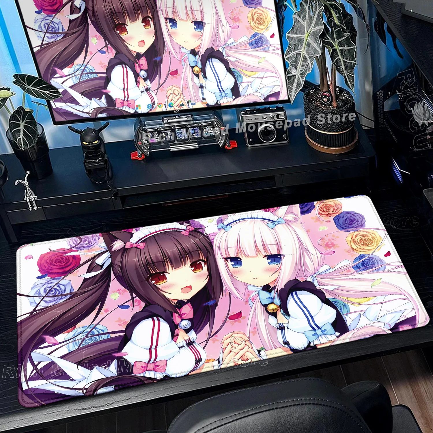 XXL геймерский коврик для компьютерного стола Nekopara коврик для мыши милый аниме девушка коврик для мыши ковер офисный ноутбук коврик для мыши настольный коврик 900x400