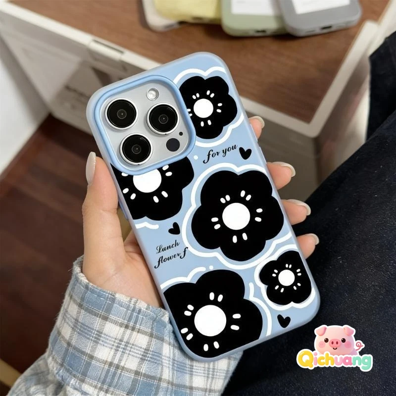 Simple Black Flower Matte Phone Case For Samsung Galaxy A33 A32 A31 A30S A30 A26 A25 A24 A23 A22 A21S A20S A17 A16 A15 A14 Cover