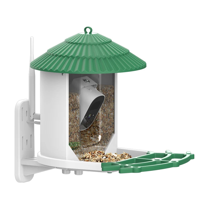 

Умная кормушка для птиц на солнечной энергии с камерой 1080HD, камера ночного видения, AI-распознавание видов птиц, подключение кормушки, автоматическое захват