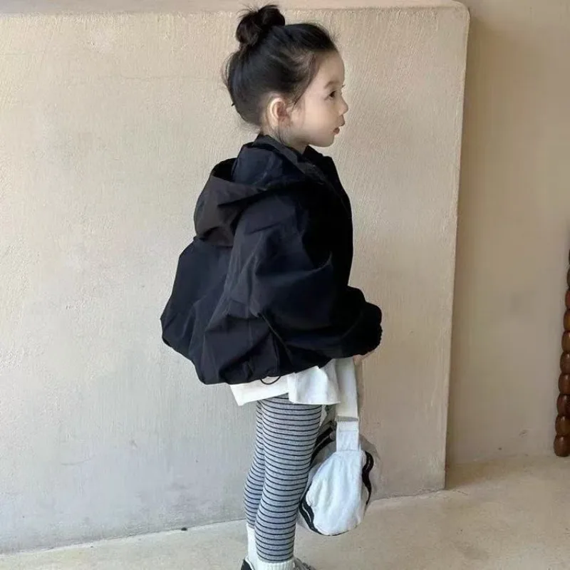 Girls' Stormtrooper Jacket Spring New Style Children's Hooded Princess Style Western Zipper Coat Spring and Autumn