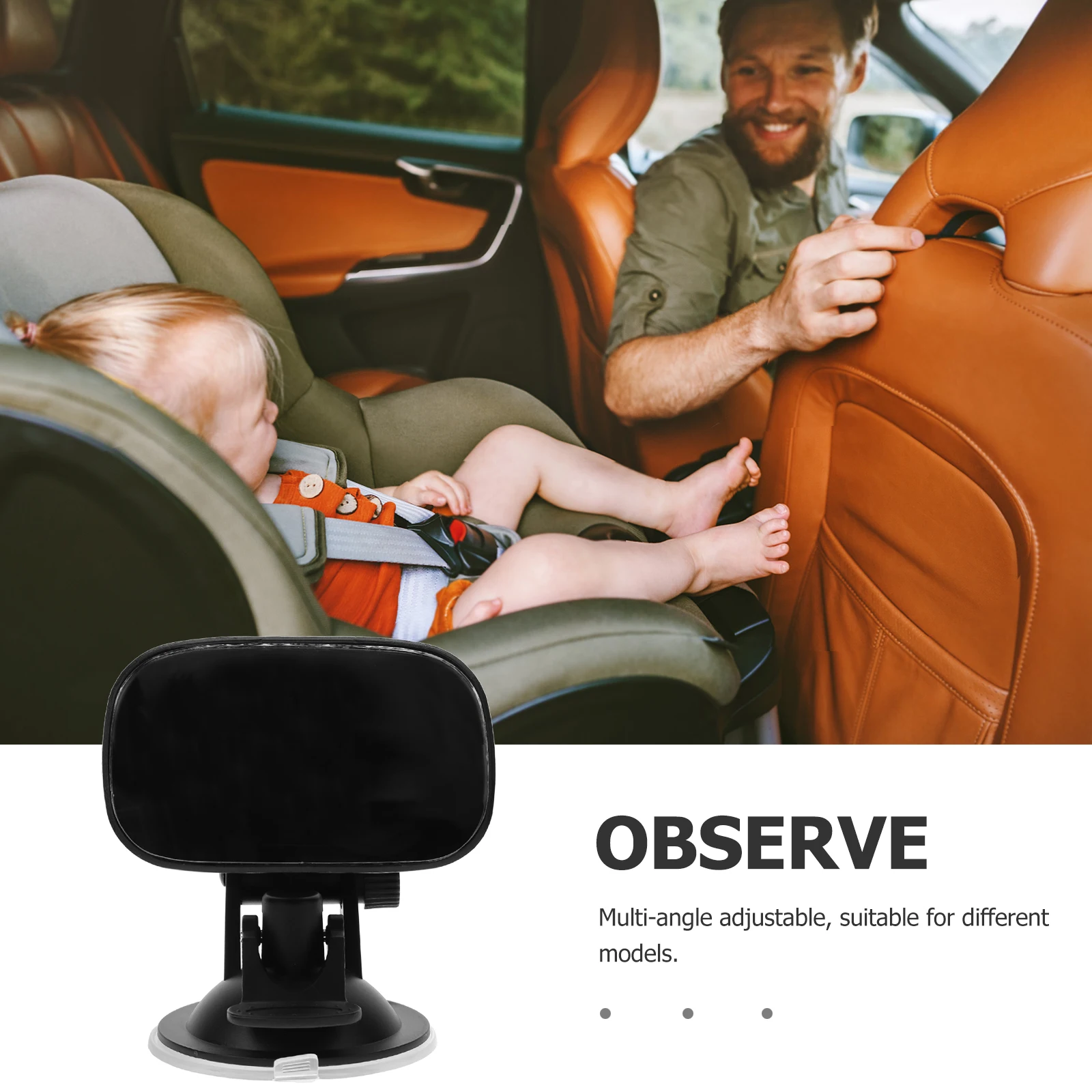 

Observation Mirror Car Seat Rear View Infant Back Travel Safety 360 Degree Suction Attachment Clear Detailed Car Decor