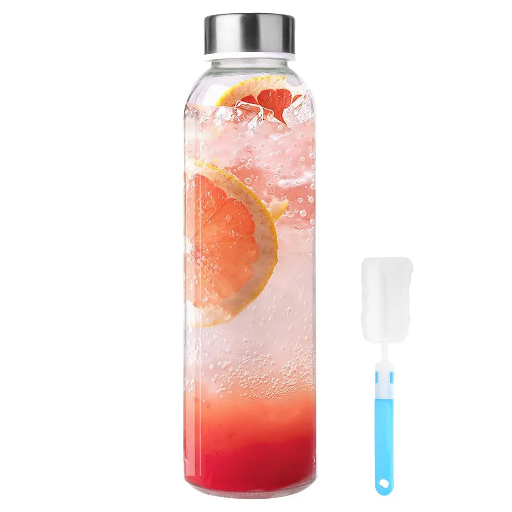 16.6 oz Clear Glass Bottle, Reusable Glass Water Bottle for Juicing, Refrigerator, 100% Leak - Proof, BPA-Free and Eco-Friendly