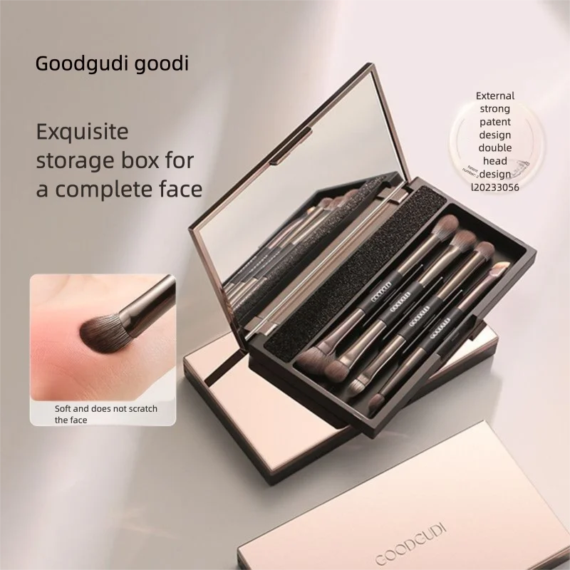 Gudi Makeup Brush Set, Complete Set Of Double-head Brushes, Portable Storage Box, Contouring And Nose Shadow Blending Brushes