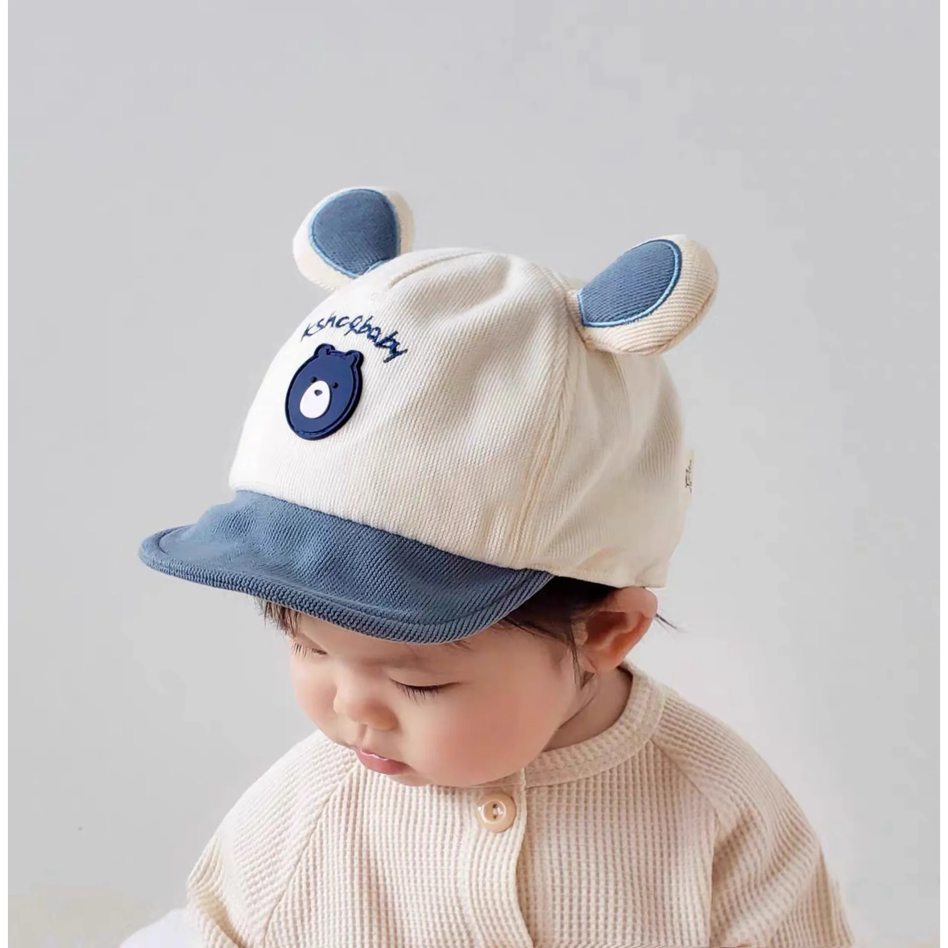 

Cartoon Bear Ear Baby Duck Tongue Cap Solid Cotton Kids Soft Brim Baseball Cap Infant Boy Girl Sun Visors Children Peaked Hat 모자
