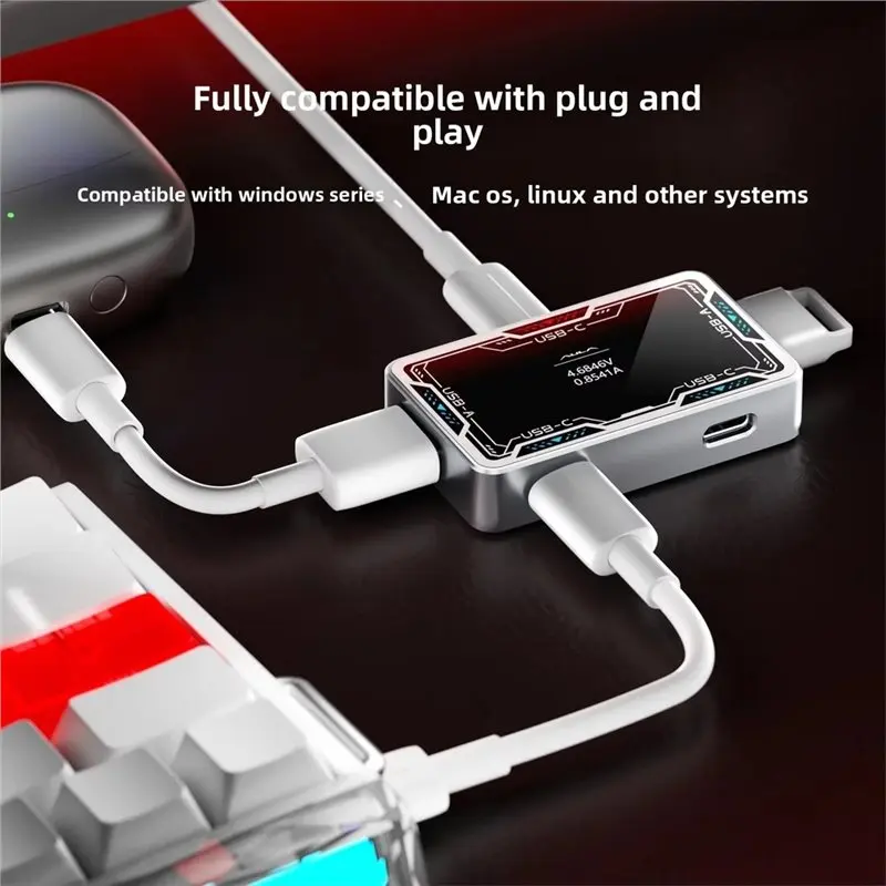 Gaming USB Hub Magnetic Switch Keyboard Dedicated Hub 8K High Speed Type-C Splitter Display Current Voltage Hub