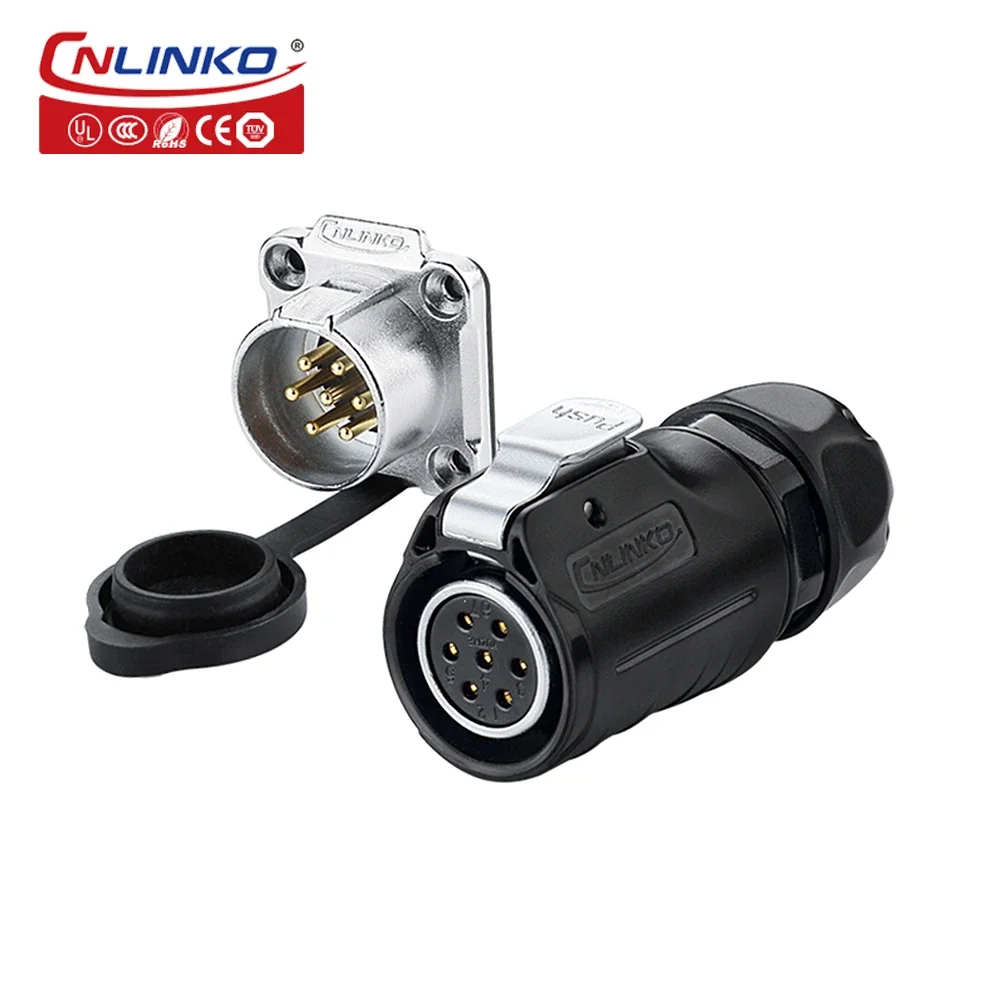 CNLINKO M20 7 pin Male female electrical plug waterproof multi core cable connector for telecommunications