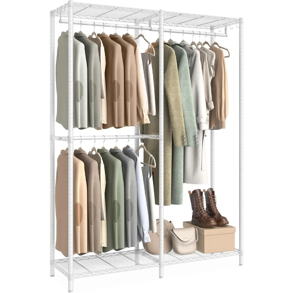 

Clothes Rack, Freestanding Wardrobe Closet, Metal Clothing Racks, Heavy-Duty Garment Rack with Adjustable Shelves