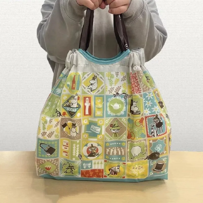 New Cute Moomins Series Drawstring Bag Creativity Kawaii Cartoon Role Printing Foldable Lightweight Shoulder Eco-friendly Bag
