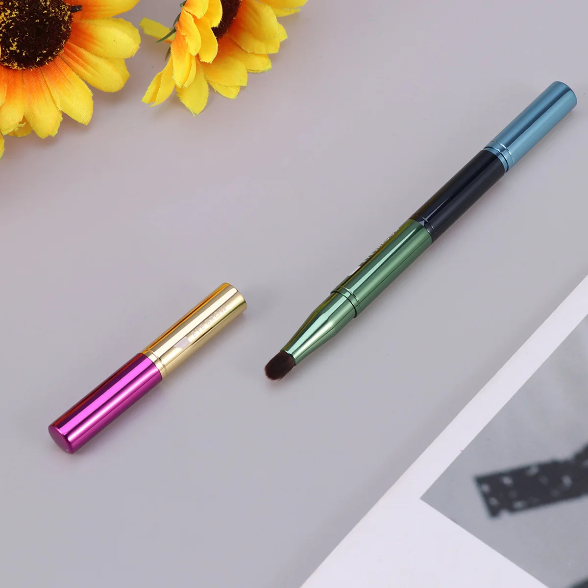 1개 전문가용 브러쉬 4 in 1 휴대용 컬러풀 메탈 핸들 메이크업 도구 일상 및 전문가용 메이크업 세트