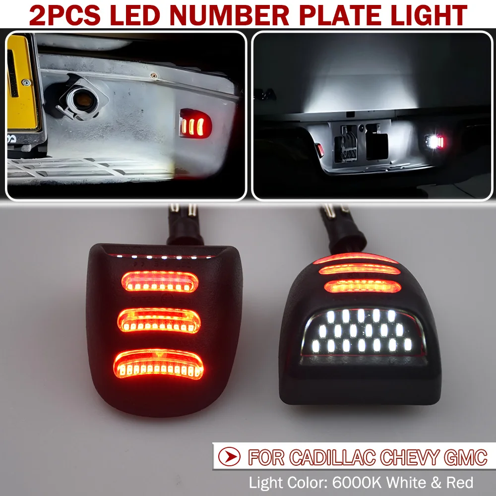 LED License Plate Lights for Chevrolet Silverado 1500 2500 3500 Avalanche GMC Sierra Suburban Tahoe Cadillac Escalade 6000K