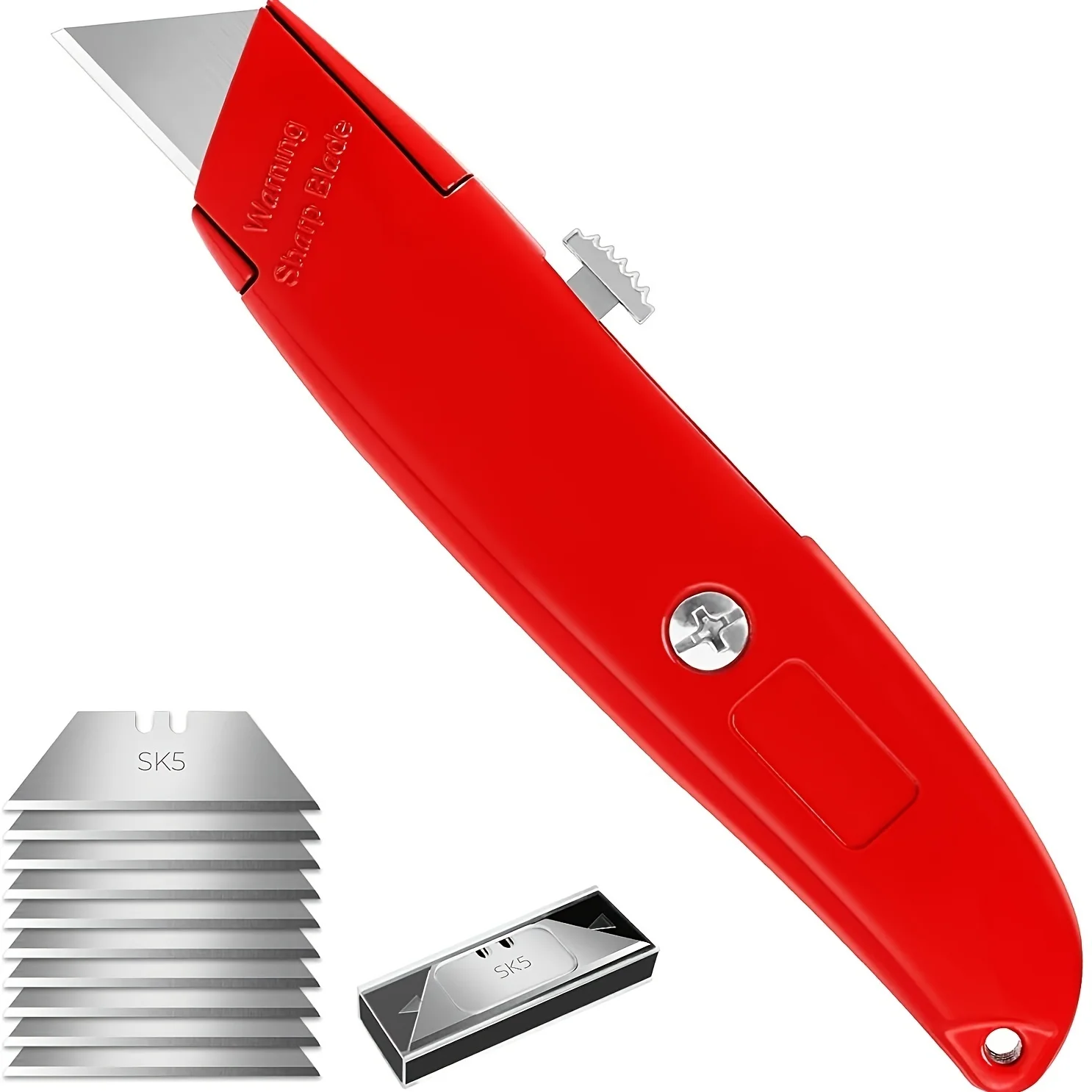 1 Pack Box Cutter Retractable with 10 Blades, Heavy Duty Retractable Razor Knife Utility Knife