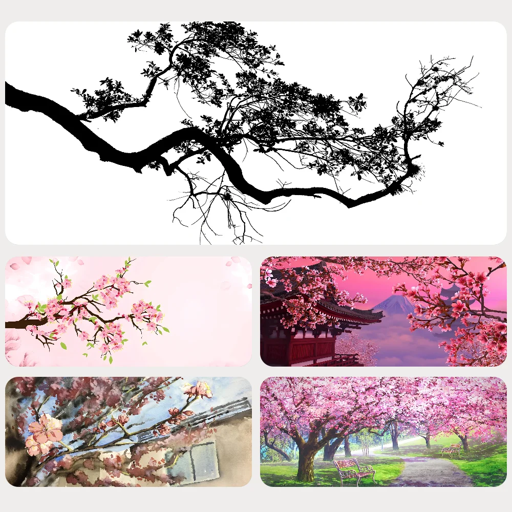 Japanese Style Gaming Mouse Pad Pink Sakura Mousepad Mouse Mat Desk Mat With Pad Gaming Accessories Prime Gaming XXL Keyboard P