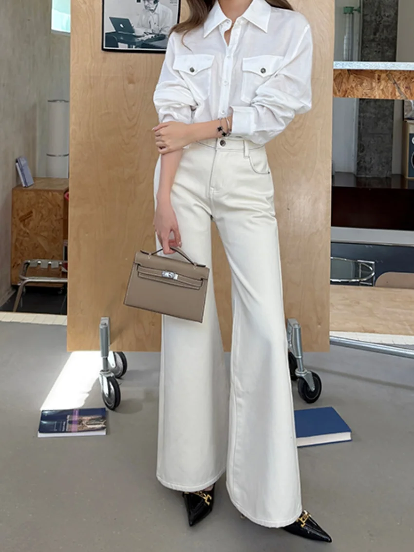 Alien Kitty 2025 nouveau jean évasé en peluche femmes hiver Denim taille haute décontractée Streetwear mince élégant tout Match bureau dame