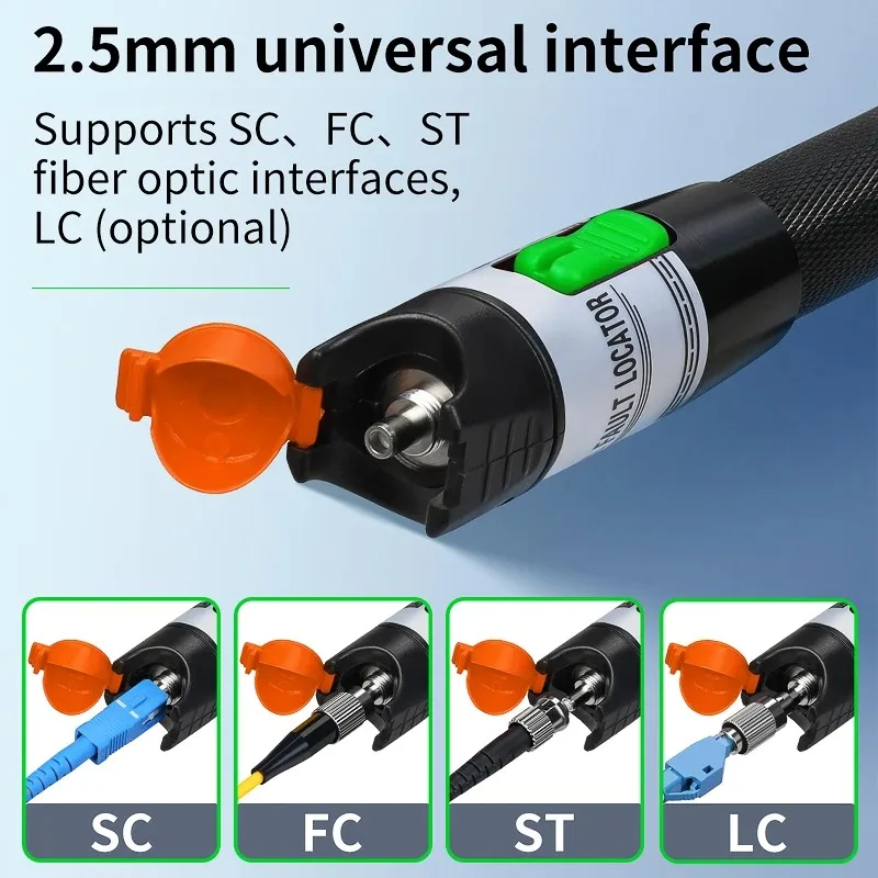 Rechargeable 15/30/50MW Visual Fault Locator Fiber Optic Tester SC/FC/ST 2.5mm interface Optical Fiber Cable Tester FTTH Tool
