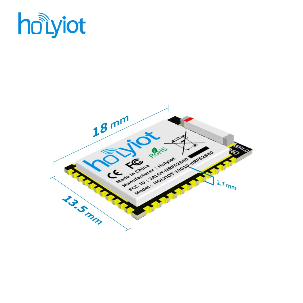 FCC CE Holyiot 18010 Nordic NRF52840 Module Bluetooth Low Energy Development Board for BLE Mesh Smart Automation Modules