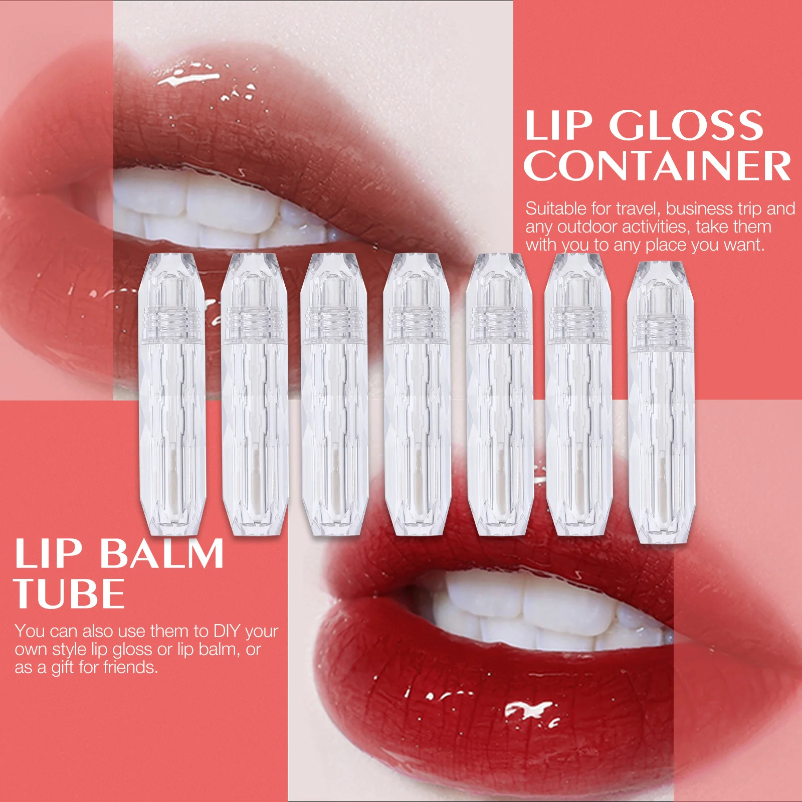 

15Pcs Lip Gloss Tubes Diamond Shape Refillable Empty Lip Balm Bottles Travel Makeup Container Leak Proof Portable