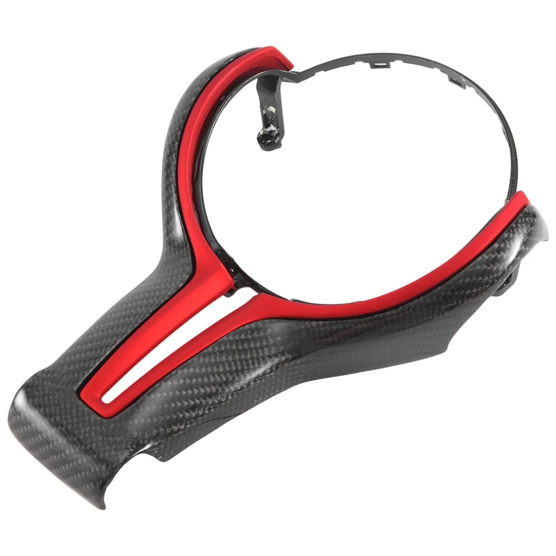 Carbon Fiber Steering Wheel Cover For BMW F30 F10 F18 F20 F25 F34 F48 M3 M6 550D 328M 1 2 3 4 5 6 7 Series Parts Accessories Red