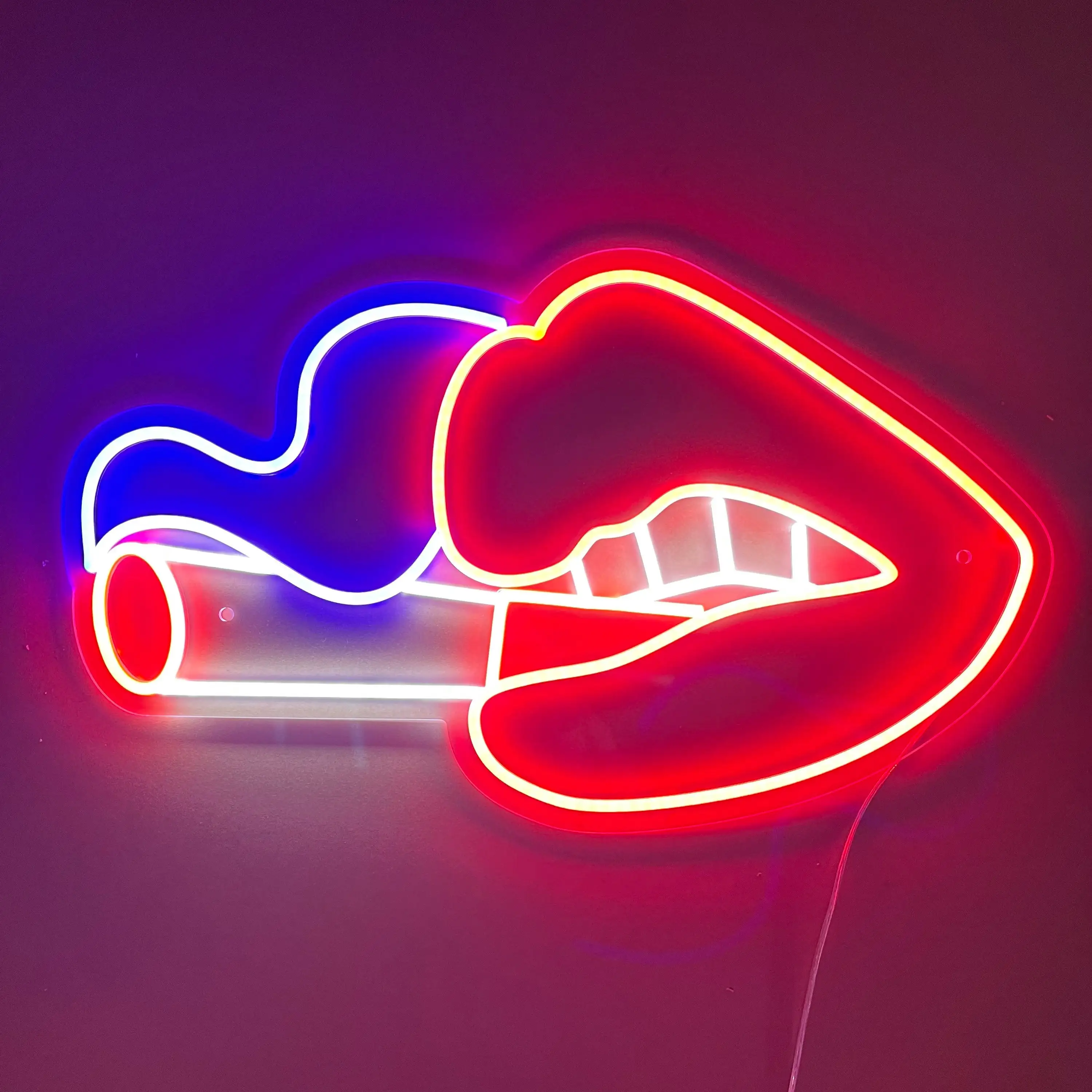 Lips Smoking Liquid Neon Sign Handcrafted Neon Light for Home Room Decor Bar Neon Wall Art Sexy