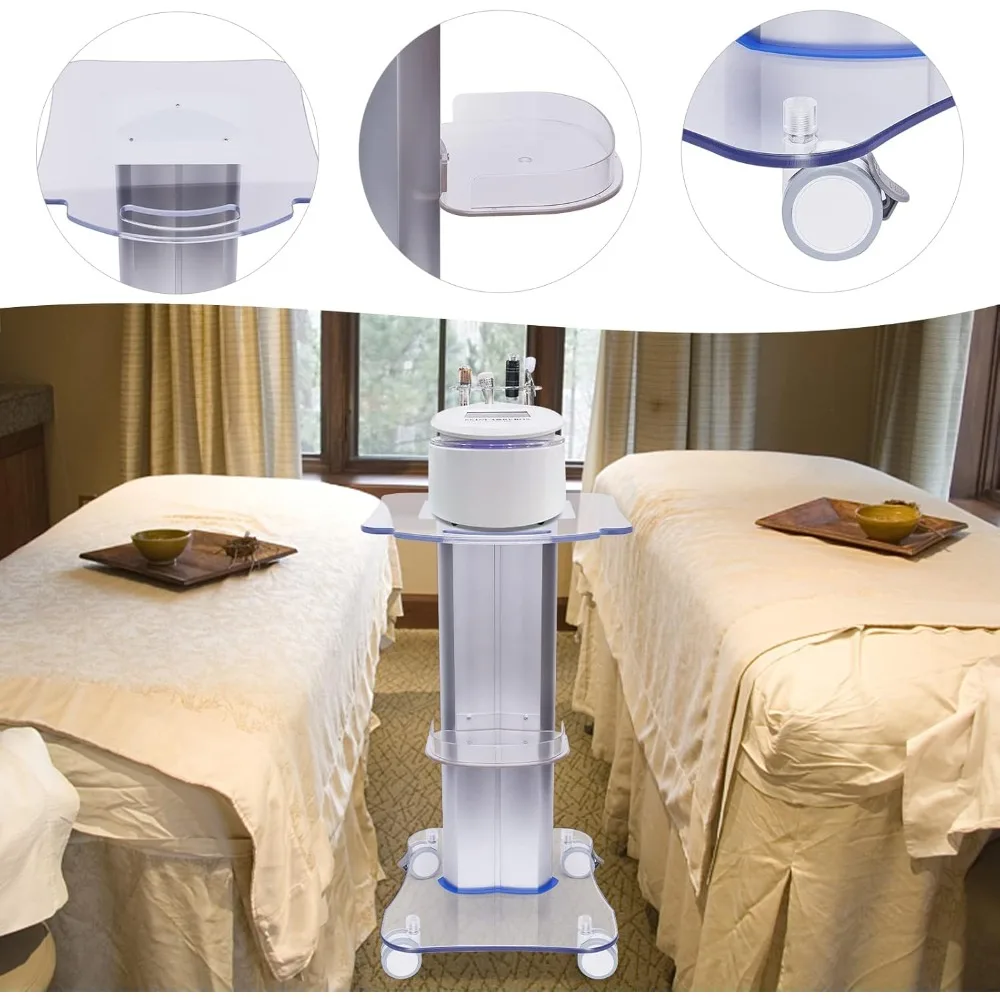 عربة التجميل المتداول، عربة عربة الصالون مع صينية إضافية عربة دوارة أكريليك، تخزين سبا لأداة التجميل