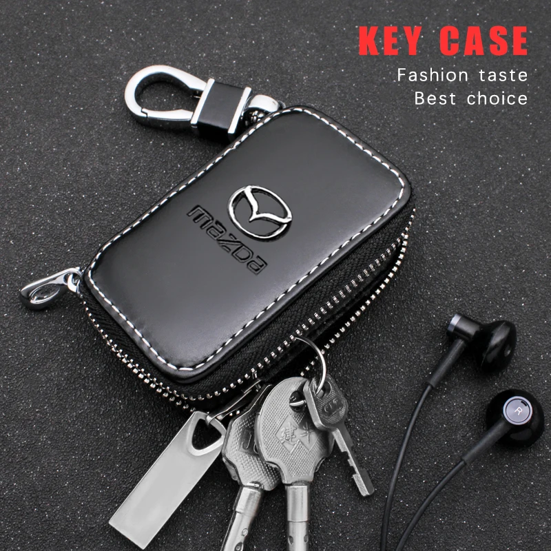 Cartera de cuero genuino para llave de coche, funda multifunción para Mazda 2, 3, 5, 6, piezas, Ms, M5, CX-4, CX6, M3, CX-5, MX3, accesorios, 1 M6