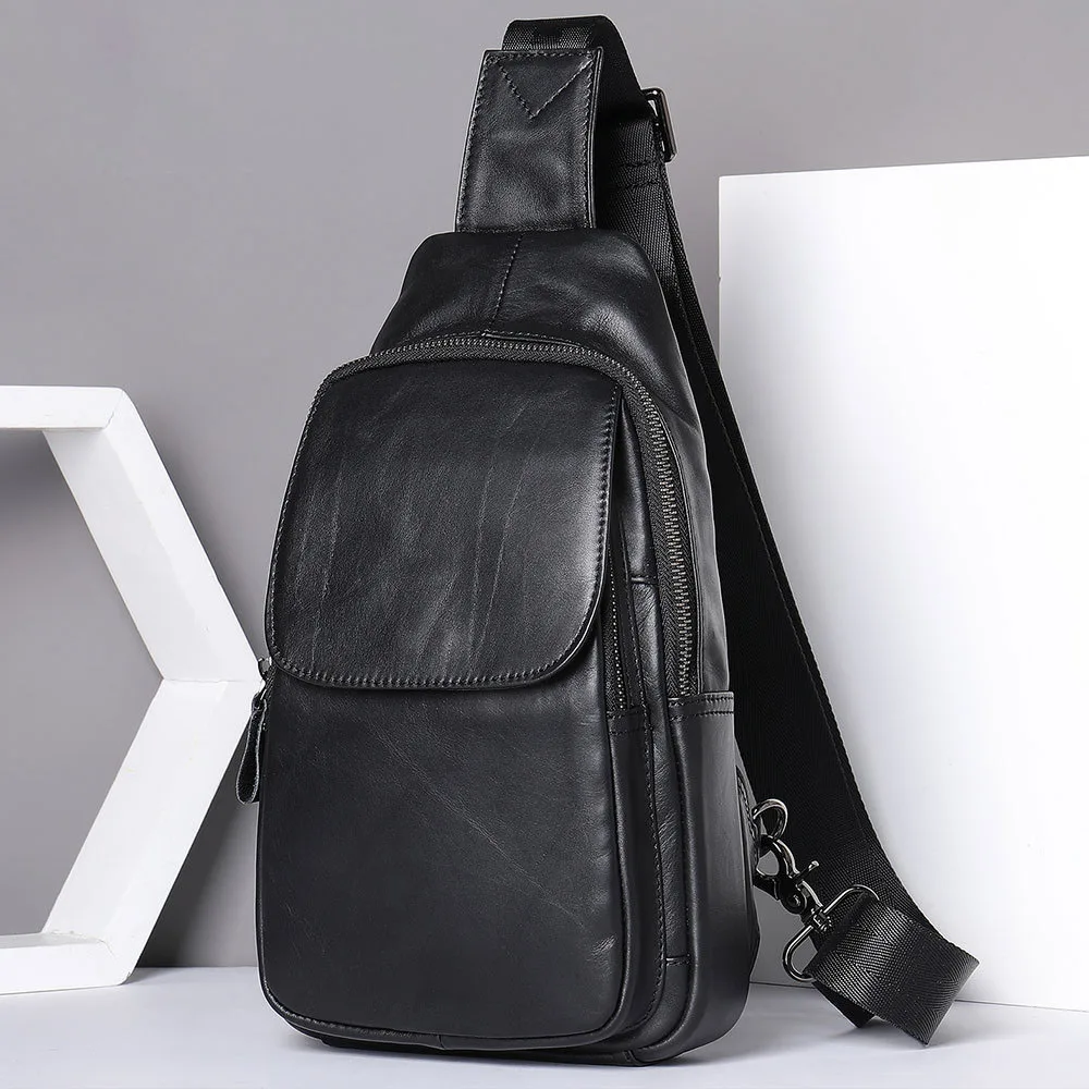 Men's Genuine Leather Chest Bag High Quality Crossbody Bag outdoor casual Luxry cowhide Shoulder bag for men gift