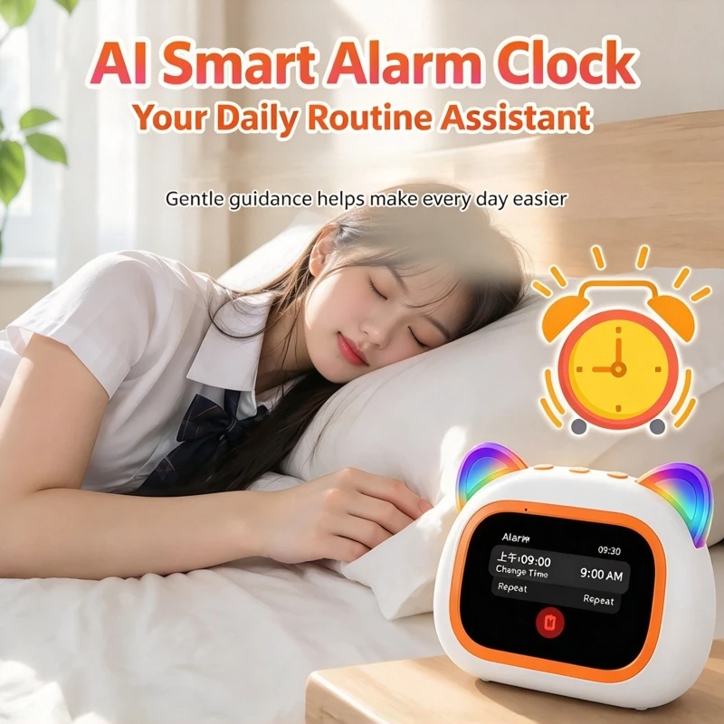 AI Smart Speaker 4.0" HD TFT Display RGB Night Light Alarm Clock Bluetooth Call Remote Camera Control Voice Assistant - view 4