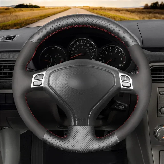 Hand Sewing Steering Wheel Cover for Subaru Forester Outback Forester Legacy 2005-2008 Car Accessories Interior Wheel Cover