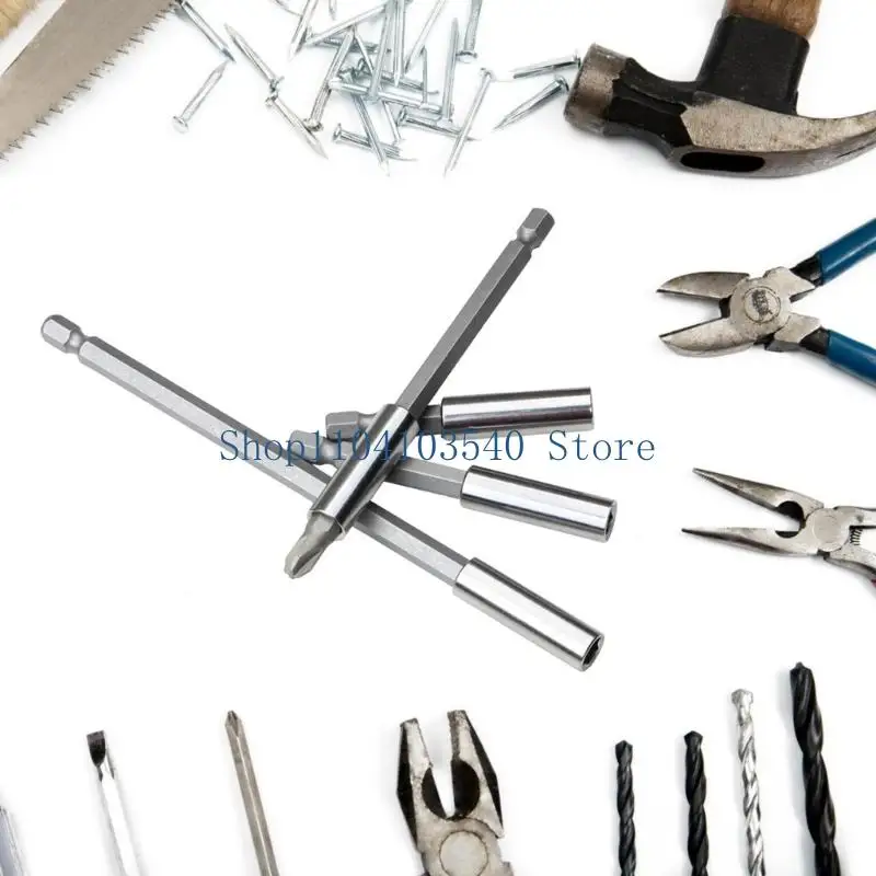 02DC 4PCS/ตั้งค่าตัวยึดบิตแม่เหล็กชุดยาวยาว 60 มม. 75 มม. 100 มม. 150 มม. สำหรับอุปกรณ์เสริมไขไขควงไฟฟ้า