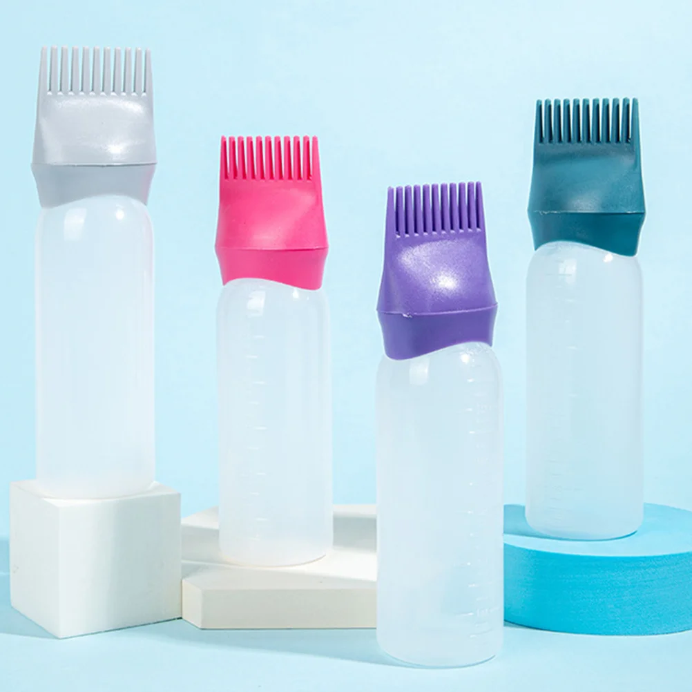 

4Pcs Hair Dye Bottles Salon Coloring Applicator Smooth Surface No Damage Head Skin Even Color Distribution Portable Lightweight