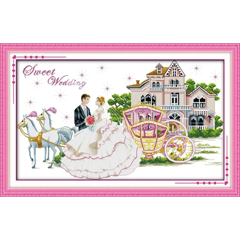 

Sweet wedding cross stitch kit people 18ct 14ct 11ct count print canvas stitches embroidery DIY handmade needlework