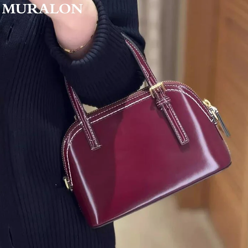 Luxury Cowhide Embossed Shell Bag Elegance Senior Leopard Print Mini Handbag Patent Leather Shoulder Crossbody Small Tote Bag