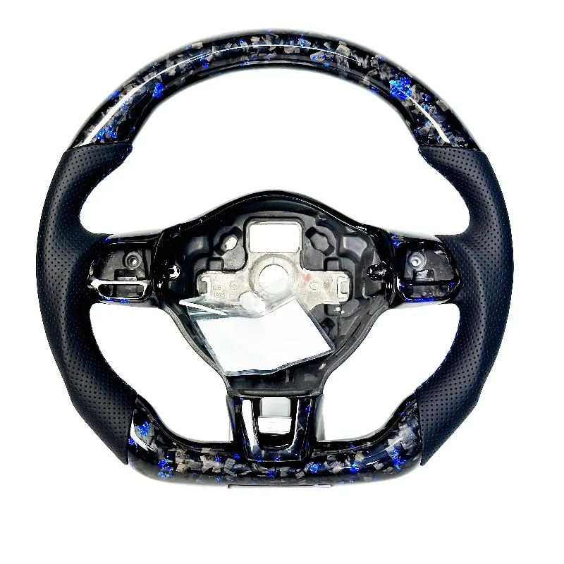 

Factory Direct Sales of Custom-colored Perforated Leather Blue Forged Carbon Fiber Steering Wheels for Volkswagen Golf MK6 GTI R