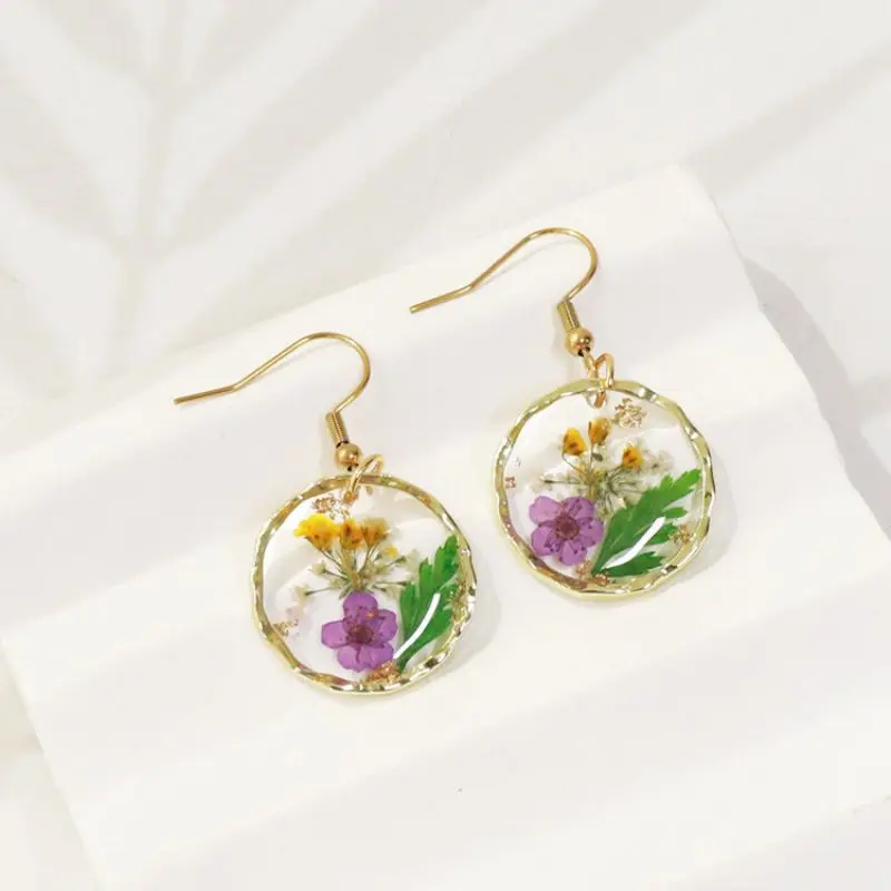 Unique Natural Pressed Flower Earrings Cute Mushroom Earring With Dried Flower Jewelry 2024 Epoxy Resin Flower Earring Wholesale