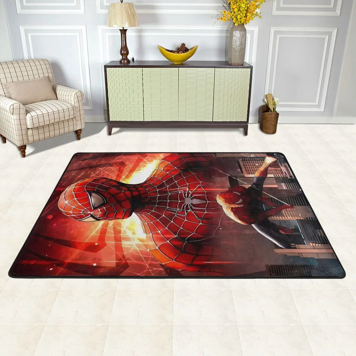 Spiderman Floor Carpets For Living Room Bedroom Home Decor Carpet Protective Vintage Anti Slip Foot Mat Rug