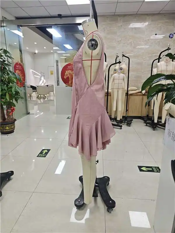 Damen-Sommer-Minikleid, lässig, stilvoll, einfarbig, mit Rüschensaum, tiefem V-Ausschnitt, ärmelloses Kleid