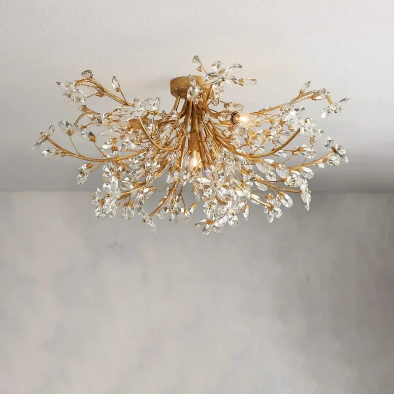 Vintage crystal glass ceiling lamp living room hotel restaurant bar banquet hall