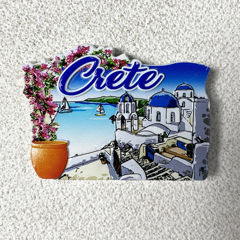 

Greek tourist souvenirs 3d three-dimensional creative decorations Santorini Blue Dome Church magnetic refrigerator magnets