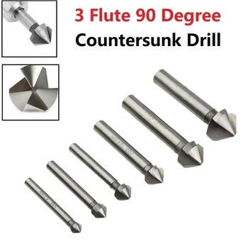 3 Fluit Verzinkboor Boor 90 Graden Afkanten Gereedschap Afschuining Cutter 6.3-20.5mm Hout Metaal Gat Boren tool Afkanten Cutter