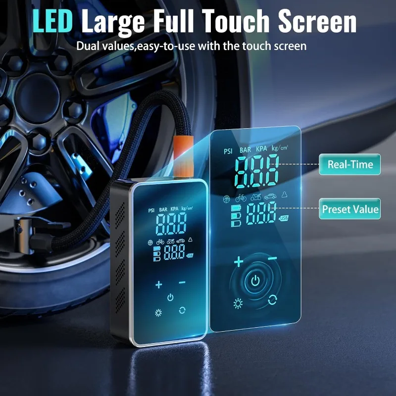 ポータブルエアコンプレッサー-18000mah-150-psi-車のタイヤ用ポータブルエアコンプレッサー-エアポンプコードレスデュアルバリューインフレ