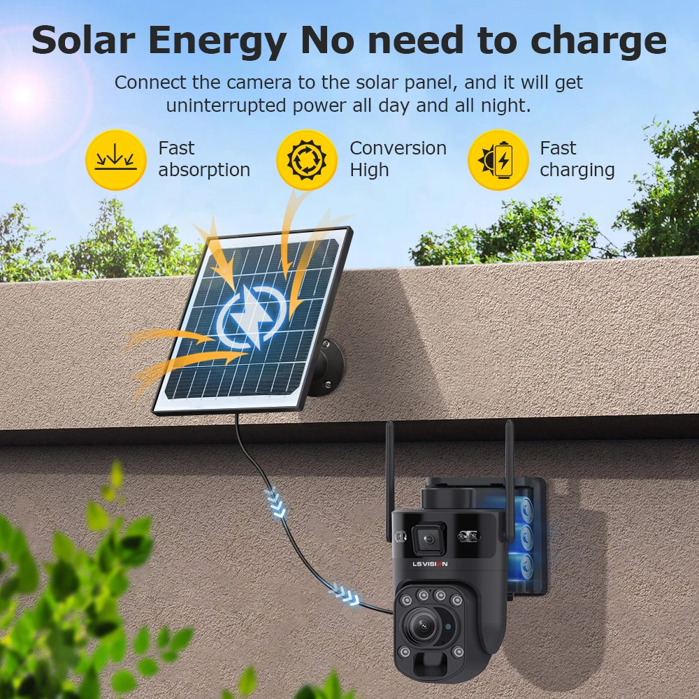 LS VISION Ubox 4K 20X Optical Zoom 4G Solar Camera Dual Screen Outdoor WiFi PTZ PIR Detection Human Auto Tracking CCTV CameraS
