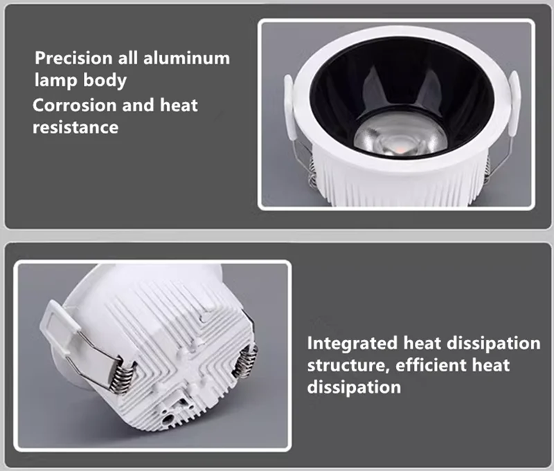 CRI 97 Anti Glare Recessed Dimmable LED Downlights 7W9W12W15W18W20W24W COB Ceiling Lamp Spot Lights AC110-230V +Led Drive