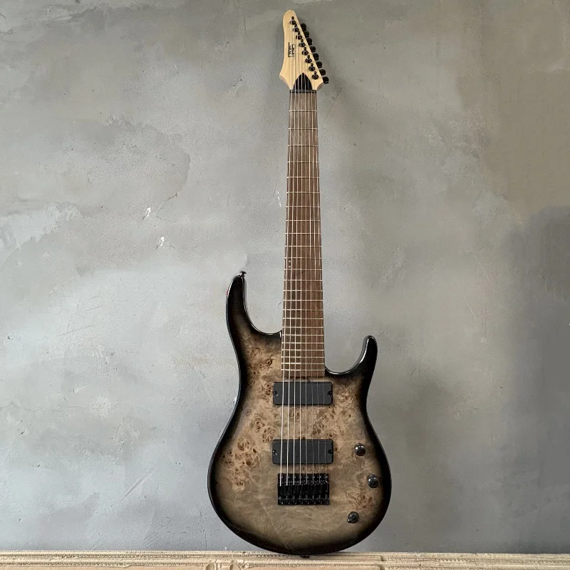 

STLF High Quality Premium Custom 8 String Electric Guitar Alder Body with Poplar Burl Top 24 Frets HH Pickups for Metal Music