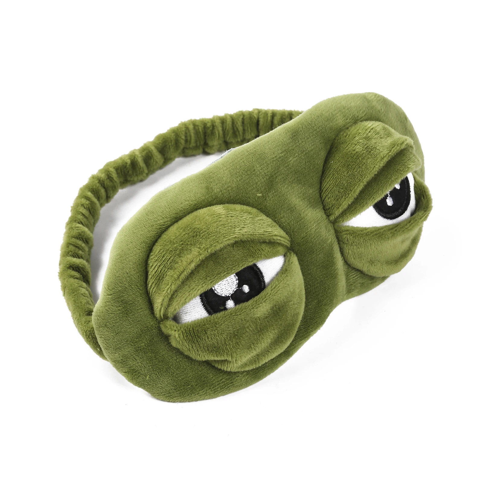 Funny Creative Pepe the Frog Sad Frog 3D Eye Mask Cover Cartoon Soft Plush Sleeping Mask Green