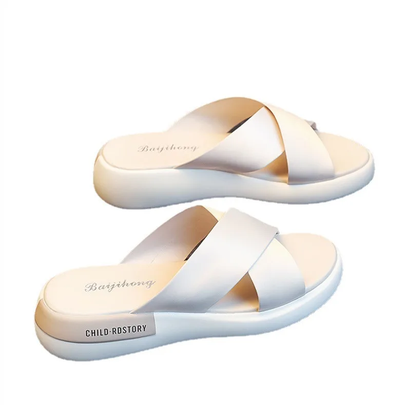 Ladies' New Slippers for Summer Wear, Thick-soled Slope Heel Sandals and Slippers, Casual Half-drag Beach Fashion