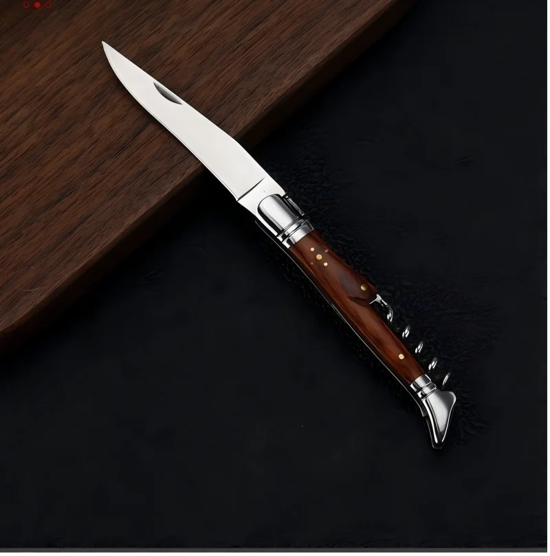 1-2pcs Wine Corkscrew Can Opener Wine Knife Wood Handle Sommelier Beer Bottle Foil Cutter Stainless Steel Jar Kitchen Utensil