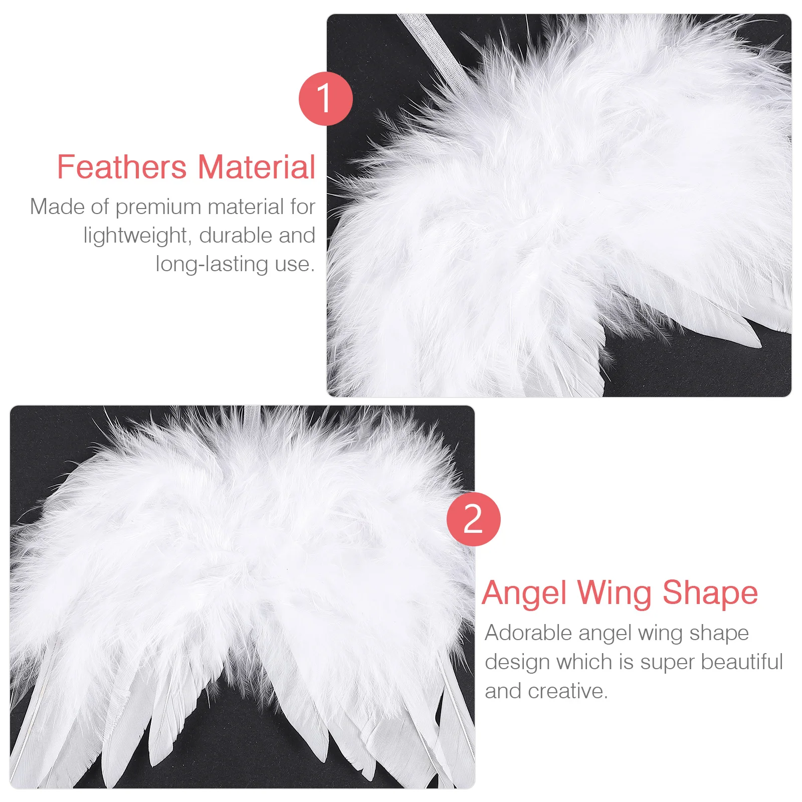 

24 Pcs Christmas Decorations Wings Hanging Pendant Holiday Ornament with Small Artificial Festival White Scene Baby